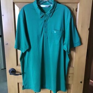 Travis Mathew Solid Green Polo Shirt